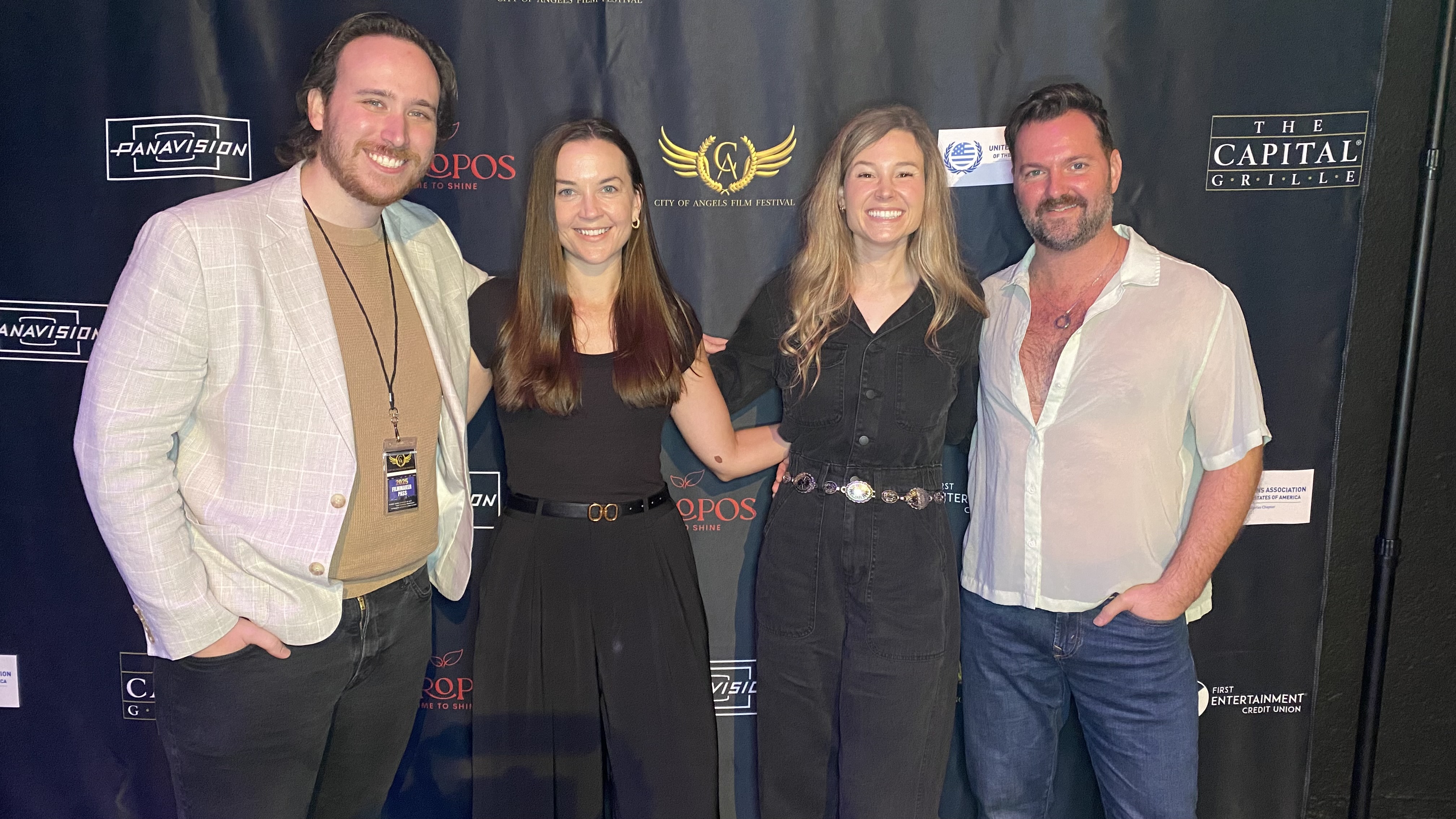 Connor Thomas, Ashton Lott, Holly Fower, and Nate Raven at the screening of Bad Omen at the City of Angels Film Festival